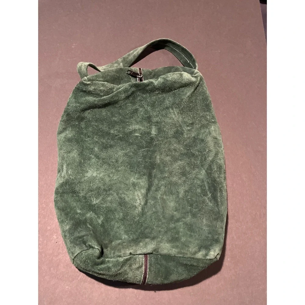 Northern Trust Green Suede Golf Shoe Bag Faux Fur Lined Travel Carrier Case